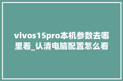 vivos15pro本机参数去哪里看_认清电脑配置怎么看出来