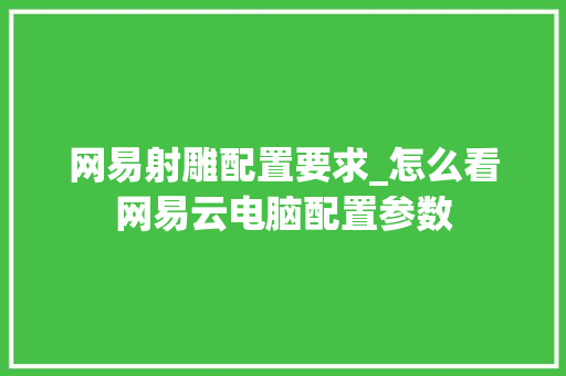 网易射雕配置要求_怎么看网易云电脑配置参数 编程语言