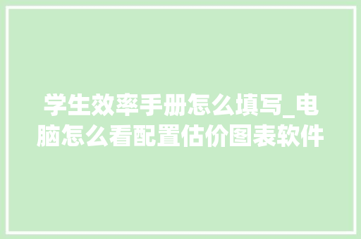 学生效率手册怎么填写_电脑怎么看配置估价图表软件