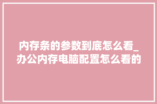内存条的参数到底怎么看_办公内存电脑配置怎么看的
