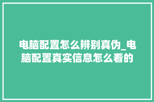 电脑配置怎么辨别真伪_电脑配置真实信息怎么看的 电脑基础