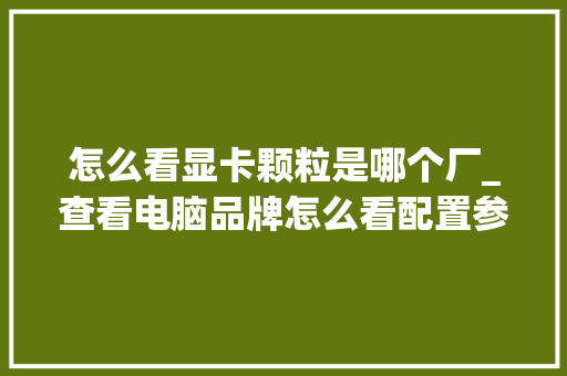 怎么看显卡颗粒是哪个厂_查看电脑品牌怎么看配置参数