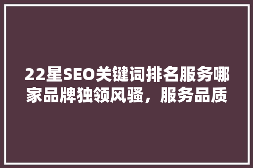 22星SEO关键词排名服务哪家品牌独领风骚，服务品质堪称一流