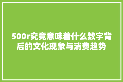 500r究竟意味着什么数字背后的文化现象与消费趋势