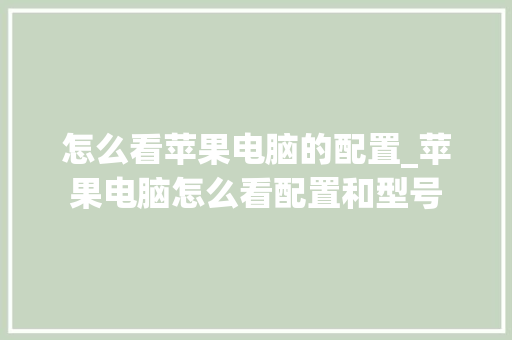 怎么看苹果电脑的配置_苹果电脑怎么看配置和型号