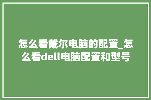 怎么看戴尔电脑的配置_怎么看dell电脑配置和型号