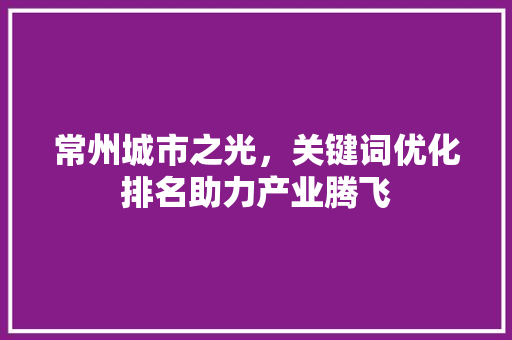 常州城市之光,关键词优化排名助力产业腾飞 常州城市之光,关键词优化排名助力产业腾飞