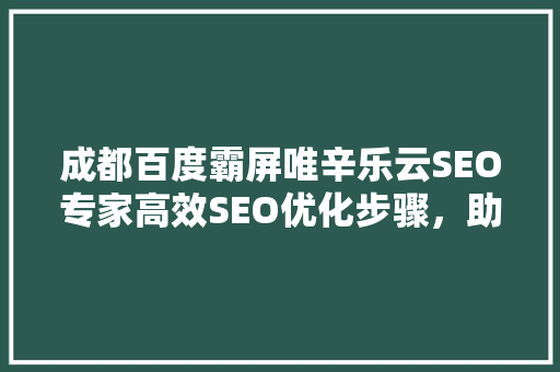 成都百度霸屏唯辛乐云SEO专家高效SEO优化步骤，助力企业网络营销腾飞