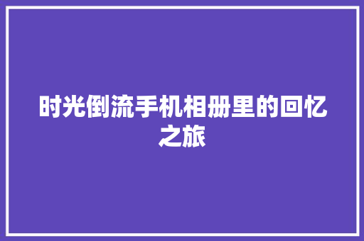 时光倒流手机相册里的回忆之旅