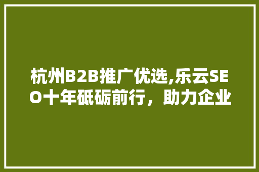 杭州B2B推广优选,乐云SEO十年砥砺前行，助力企业腾飞