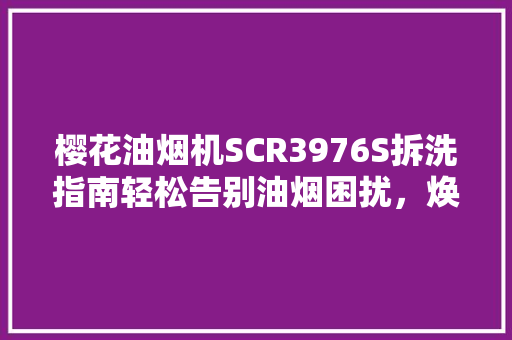樱花油烟机SCR3976S拆洗指南轻松告别油烟困扰，焕新厨房生活