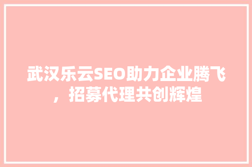 武汉乐云SEO助力企业腾飞，招募代理共创辉煌