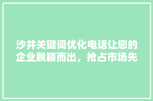 沙井关键词优化电话让您的企业脱颖而出，抢占市场先机