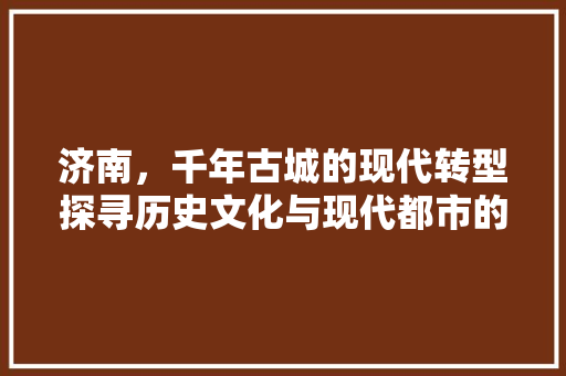 济南，千年古城的现代转型探寻历史文化与现代都市的完美融合