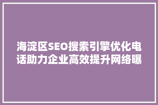 海淀区SEO搜索引擎优化电话助力企业高效提升网络曝光度