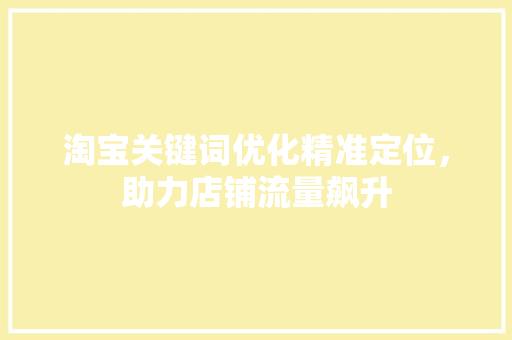 淘宝关键词优化精准定位，助力店铺流量飙升