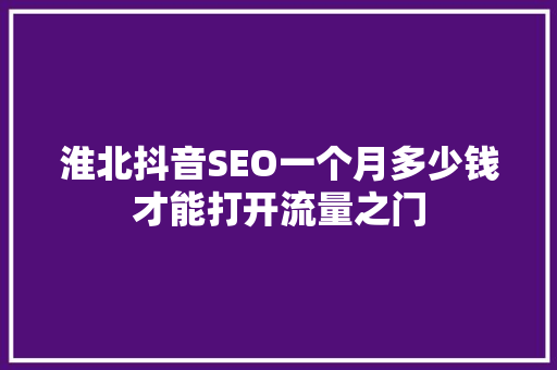淮北抖音SEO一个月多少钱才能打开流量之门
