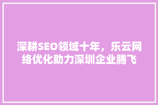 深耕SEO领域十年，乐云网络优化助力深圳企业腾飞