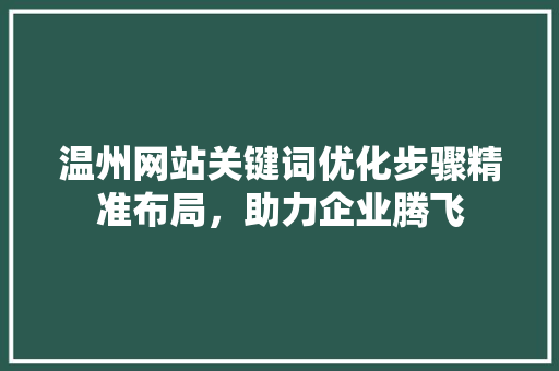温州网站关键词优化步骤精准布局，助力企业腾飞