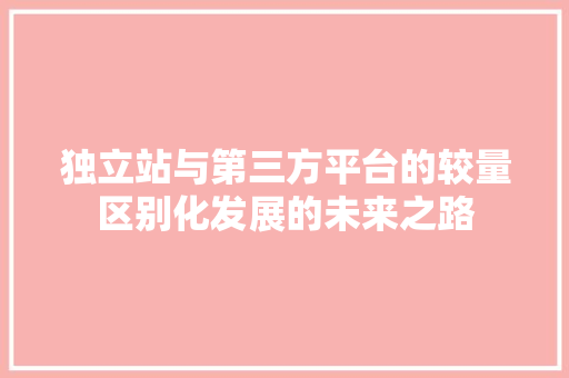独立站与第三方平台的较量区别化发展的未来之路