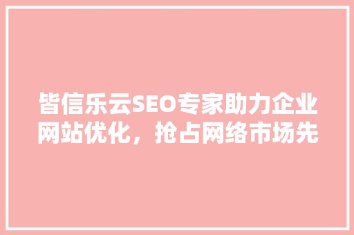 皆信乐云SEO专家助力企业网站优化，抢占网络市场先机