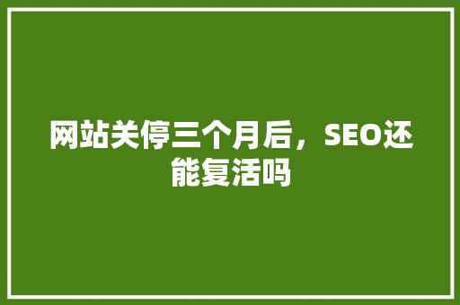 网站关停三个月后，SEO还能复活吗