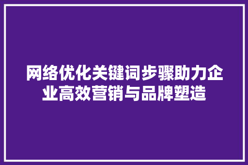网络优化关键词步骤助力企业高效营销与品牌塑造