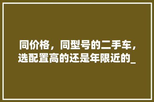 同价格，同型号的二手车，选配置高的还是年限近的_电脑配置年限怎么看出来