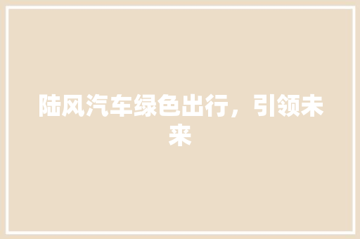 陆风汽车绿色出行，引领未来