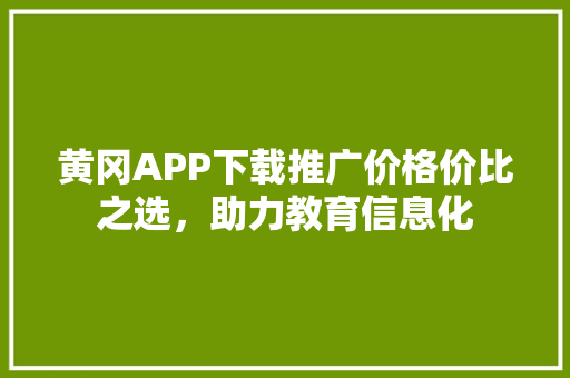 黄冈APP下载推广价格价比之选，助力教育信息化