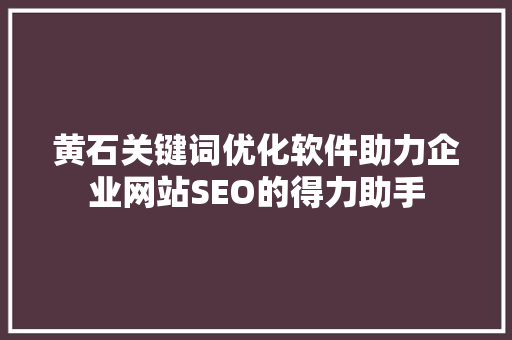 黄石关键词优化软件助力企业网站SEO的得力助手