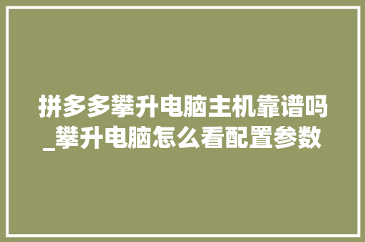 拼多多攀升电脑主机靠谱吗_攀升电脑怎么看配置参数