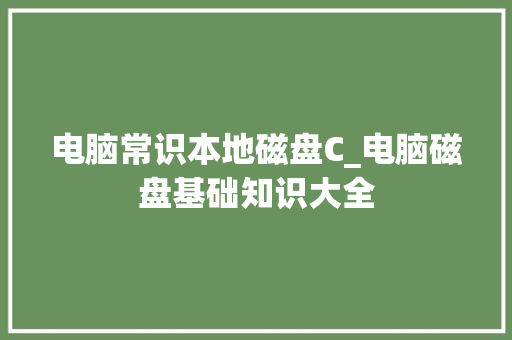 电脑常识本地磁盘C_电脑磁盘基础知识大全