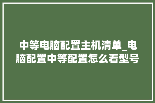 中等电脑配置主机清单_电脑配置中等配置怎么看型号