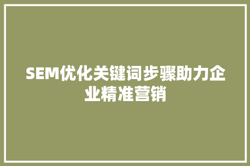 SEM优化关键词步骤助力企业精准营销