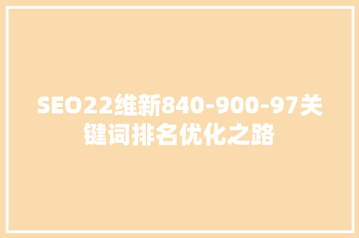 SEO22维新840-900-97关键词排名优化之路
