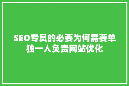 SEO专员的必要为何需要单独一人负责网站优化 操作系统