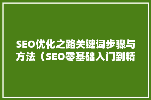 SEO优化之路关键词步骤与方法（SEO零基础入门到精通200讲第12讲精华） 操作系统