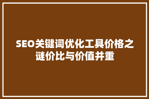 SEO关键词优化工具价格之谜价比与价值并重