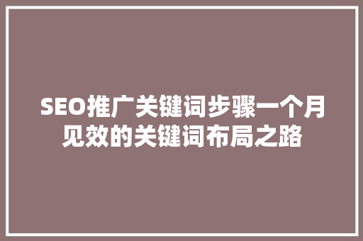 SEO推广关键词步骤一个月见效的关键词布局之路