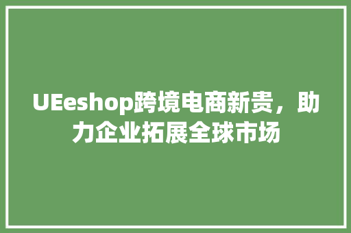 UEeshop跨境电商新贵,助力企业拓展全球市场 UEeshop跨境电商新贵,助力企业拓展全球市场