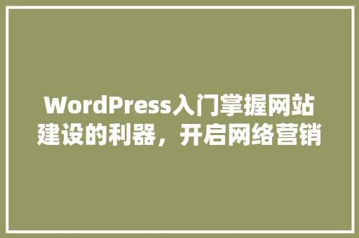 WordPress入门掌握网站建设的利器，开启网络营销新篇章