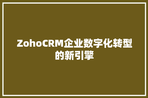 ZohoCRM企业数字化转型的新引擎