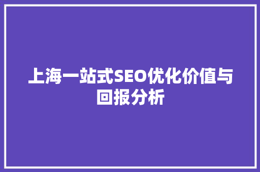 上海一站式SEO优化价值与回报分析