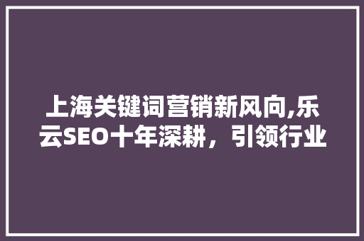 上海关键词营销新风向,乐云SEO十年深耕，引领行业变革