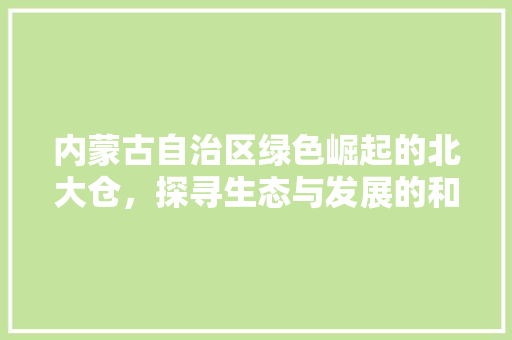 内蒙古自治区绿色崛起的北大仓，探寻生态与发展的和谐共生之路