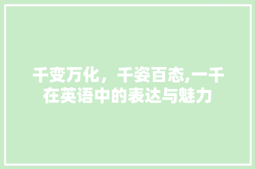 千变万化，千姿百态,一千在英语中的表达与魅力
