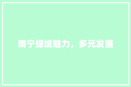 南宁绿城魅力，多元发展
