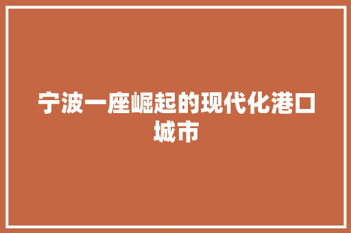 宁波一座崛起的现代化港口城市 宁波一座崛起的现代化港口城市