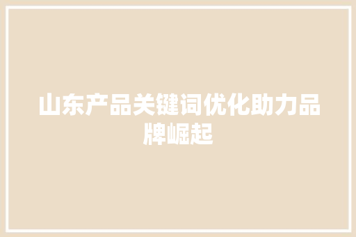 山东产品关键词优化助力品牌崛起